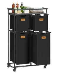 Rootz Living Tvättillbehör-Rootz tvättkorg - tvättbärare - hämma med hjul - 150L kapacitet - enkel rörlighet - 72,4 cm x 33 cm x 109,1 cm