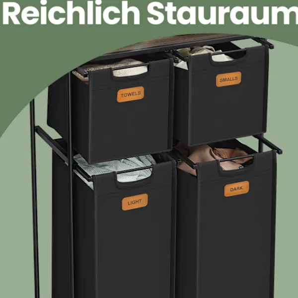 Rootz Living Tvättillbehör-Rootz tvättkorg - tvättbärare - hämma med hjul - 150L kapacitet - enkel rörlighet - 72,4 cm x 33 cm x 109,1 cm