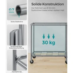 Rootz Living Tvättillbehör-Rootz tvättkorg på hjul - Rullande korg - Bärbar förvaring - Stålram - 91 cm x 39 cm x 81 cm - Bläcksvart - 600D Oxford-tyg - Lättvikt - Enkel monteri | Fyndiq