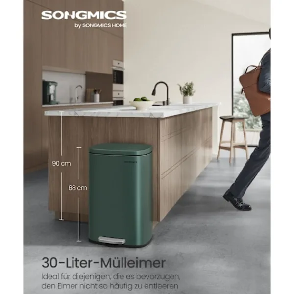 Rootz Living Soptunnor-Rootz vintage grön stålsoptunna - soptunna - sopkorg - stål- och plastkonstruktion - 43,2 cm x 37,1 cm x 63,2 cm