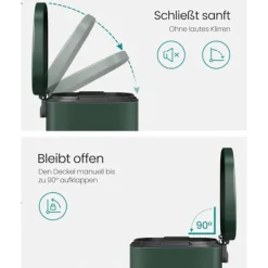 Rootz Living Soptunnor-Rootz vintage grön stålsoptunna - soptunna - sopkorg - stål- och plastkonstruktion - 43,2 cm x 37,1 cm x 63,2 cm