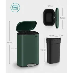 Rootz Living Soptunnor-Rootz vintage grön stålsoptunna - soptunna - sopkorg - stål- och plastkonstruktion - 43,2 cm x 37,1 cm x 63,2 cm