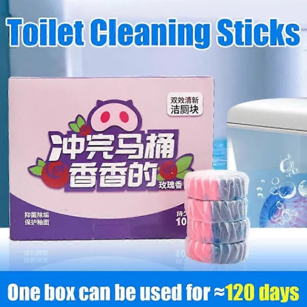 Rengöringsmedel-Ros Dubbelverkande Toalettrengöringsblock Rengöringsmedel Dubbelfärgad Deodorant