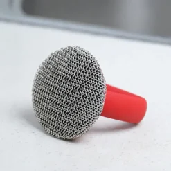 Rengöringsmedel-Rostfritt stål rengöringsborste med silikonhandtag