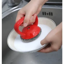 Rengöringsmedel-Rostfritt stål rengöringsborste med silikonhandtag