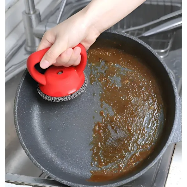 Rengöringsmedel-Rostfritt stål rengöringsborste med silikonhandtag