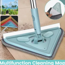 LBSS Städmoppar-Roterbara trianglar Dammmopp Slitstark arbetsbesparande städmopp för badrumskök