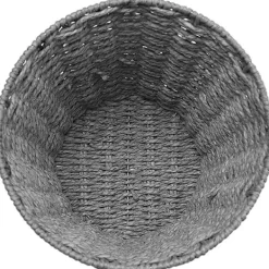 Soptunnor-Rund Papperskorg och Korg i Rotting - Skräpkorg för Sovrum, Badrum, Kontor eller Hem Grå