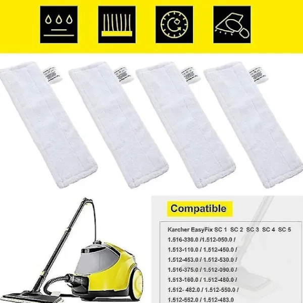 Städmoppar-Sats med 4 mikrofiberdukar ersättningsdukar och 2 mikrofiber