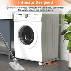 Tvättmaskiner-Sats med 2 tvättmaskinstransporthjul under chassit för tvättmaskin, kylskåp, torktumlare, frys upp till 300 kg, med 24 hjul, broms, W