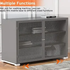 Tvättmaskiner-Sats med 2 tvättmaskinstransporthjul under chassit för tvättmaskin, kylskåp, torktumlare, frys upp till 300 kg, med 24 hjul, broms, W