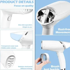 Ångtvättar-SBSGV Ångare för Kläder Portabel Mini Hopfällbar - 1000W Kraftfull Snabb Uppvärmning Handhållen Klädångare, Tygplaggångare Tar Bort Rynkor för W