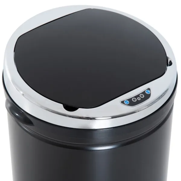 Northio Soptunnor-Sensor papperskorg 42L, elektrisk automatisk papperskorg med lock, rostskyddad, för badrum, kontor, kök, matsal, stål, svart