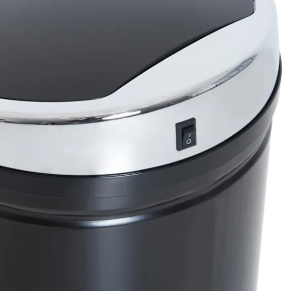 Northio Soptunnor-Sensor papperskorg 42L, elektrisk automatisk papperskorg med lock, rostskyddad, för badrum, kontor, kök, matsal, stål, svart