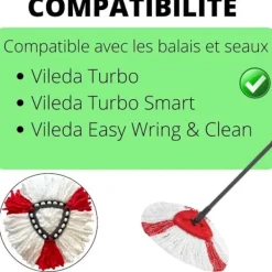 PHONILLICO Städmoppar-Serpillère för Vileda Turbo / Turbo Smart / Easy Wring & Clean [Pack 3] Tvättbart återanvändbart mopphuvud