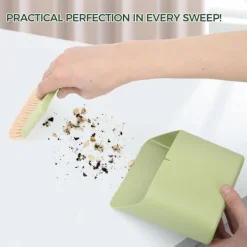 Rengöringsmedel-Set (Grön) Liten Kvast och Skyffel, Portabel Handkvastborste, Liten Hängande Sopskyffel, Mjuk Hushållskvast med Skyffelset