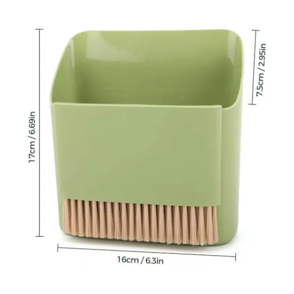 Rengöringsmedel-Set (Grön) Liten Kvast och Skyffel, Portabel Handkvastborste, Liten Hängande Sopskyffel, Mjuk Hushållskvast med Skyffelset