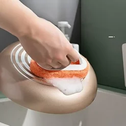 Svampar & Dukar-Set med 3 (2 orange + 1 blå) svamp tork kök borste disk borste pottvätt rengöringsborste dekontaminering vägg bad kakel borste svamp block