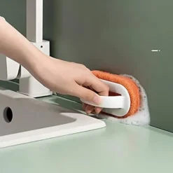 Svampar & Dukar-Set med 3 (2 orange + 1 blå) svamp tork kök borste disk borste pottvätt rengöringsborste dekontaminering vägg bad kakel borste svamp block