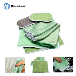 Svampar & Dukar-Set med 6 bambu mikrofiberdukar - Rengör och polera alla släta och ömtåliga ytor - glas, karosseri, glaskeramik, glasögon, skärm