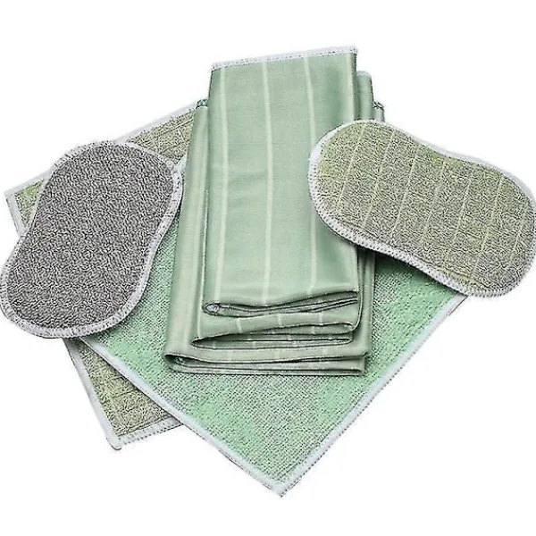 Svampar & Dukar-Set med 6 Bambu Mikrofiberdukar för Fönster Speglar Kakel Karosseri Mikrofiber Bambu Glas-jie