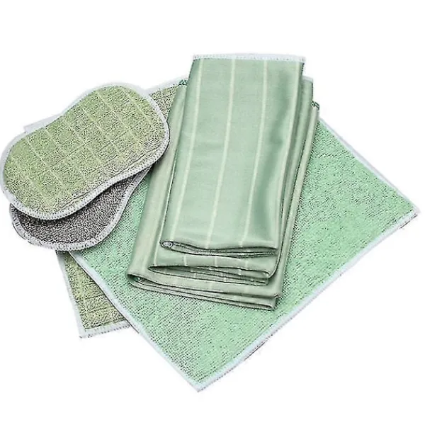 Svampar & Dukar-Set med 6 Bambu Mikrofiberdukar för Fönster Speglar Kakel Karosseri Mikrofiber Bambu Glas-jie
