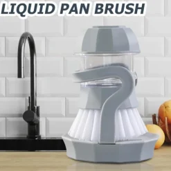 Rengöringsmedel-Set med 2 diskborstar med diskmedelsbehållare: Köksaccessoarer Rengöringsborste Integrerad hållare Rengöringsborste med tryckfunktion Cl