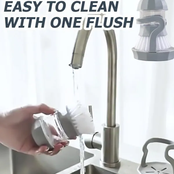 Rengöringsmedel-Set med 2 diskborstar med diskmedelsbehållare: Köksaccessoarer Rengöringsborste Integrerad hållare Rengöringsborste med tryckfunktion Cl