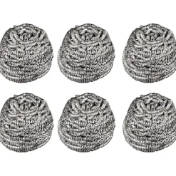 Svampar & Dukar-Set med 6 disktrasor i rostfritt stål för rengöring av disk - Kraftiga skursvampar i stålull för kök, badrum, ugn, kastruller och stekpannor