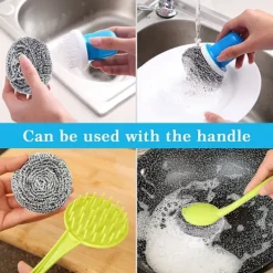 Svampar & Dukar-Set med 6 disktrasor i rostfritt stål för rengöring av disk - Kraftiga skursvampar i stålull för kök, badrum, ugn, kastruller och stekpannor