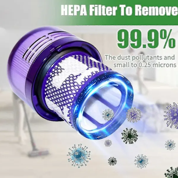 Dammsugare & Tillbehör-Set med 2 Dyson V12-filter, för Dyson V12 Slim Absolute filterdammsugare, för Dyson V12 filter tvättbara HEPA-tillbehör, Dyson V12 Sl bakre filter