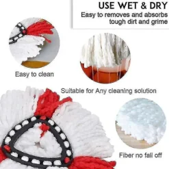 Städmoppar-Set med 4 Ersättningshuvuden för Vileda 2-i-1 Mopp, O-, Easywring och Clean Turbo