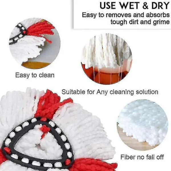 Städmoppar-Set med 4 Ersättningshuvuden för Vileda 2-i-1 Mopp, O-, Easywring och Clean Turbo