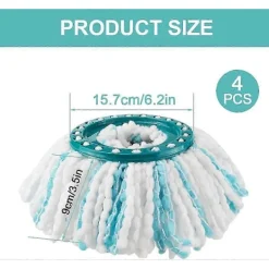 DAO Städmoppar-Set med 4 Ersättningshuvuden för Leifheit Clean Twist Disc Mop Micro Set, 2-Fiber System för Rund Golvmopp, Kompatibel med Leifheit Clean T [db]