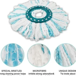 DAO Städmoppar-Set med 4 Ersättningshuvuden för Leifheit Clean Twist Disc Mop Micro Set, 2-Fiber System för Rund Golvmopp, Kompatibel med Leifheit Clean T [db]