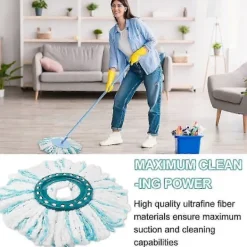 DAO Städmoppar-Set med 4 Ersättningshuvuden för Leifheit Clean Twist Disc Mop Micro Set, 2-Fiber System för Rund Golvmopp, Kompatibel med Leifheit Clean T [db]