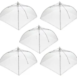 Skadedjur & Insekter-Set med 5 flugskydd & kakskydd hopfällbara - Kakskydd, kakskydd & matskydd med fruktflugnät - Perfekt flugavvisare, fruktflugavvisare &