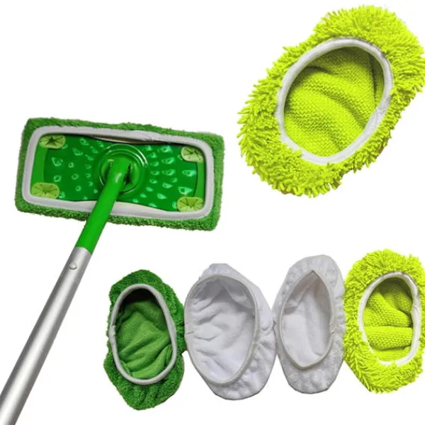 Städmoppar-Set med 10 golvmoppar, golvdukar, återanvändbara och tvättbara, moppöverdrag för optimal glidning, våt eller torr användning (vit fiber, 25,4 x 11,5 cm) | Fyndiq