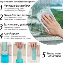 OCEAN Svampar & Dukar-Set med 10 mikrofiberdukar för fiskfjäll, 30 x 40 cm, för rengöring