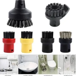 Dammsugare & Tillbehör-Set med 6 runda borstar för Kärcher ångtvätt SC1 SC2 SC3 SC4