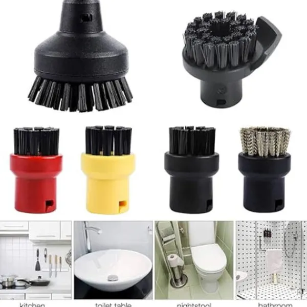 Dammsugare & Tillbehör-Set med 6 runda borstar för Kärcher ångtvätt SC1 SC2 SC3 SC4