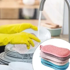 Svampar & Dukar-Set med 8 tvättbara mikrofibersvampar, perfekta för nonstick-ytor