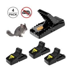 Skadedjur & Insekter-(Set om 4) Stora kraftiga råttfällor - Omedelbar död med kraftfull stålfjäder - Snabb installation - Handfri bortskaffning