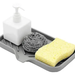 Svampar & Dukar-Silikon Svampställ - Köksbänksorganisatör - Förvaringsbricka för Disksvamp,