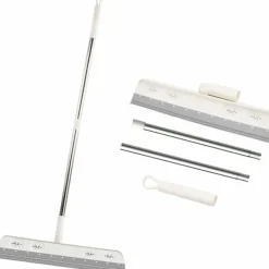 Städmoppar-Silikonskrapa för golv, avtagbar skrapa för vattenrengöring, skumborste för vattenrengöring, golvskrapa med gummiteleskophandtag Dusch