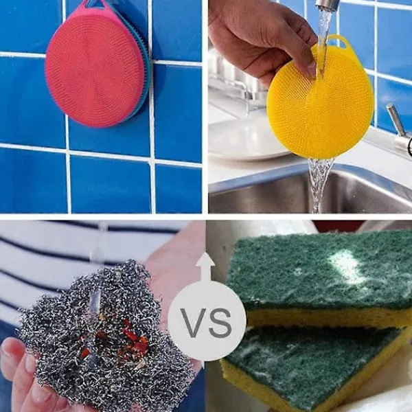 Svampar & Dukar-Silikonsvamp - 5-pack Flerfärgad Antibakteriell Köksvamp Rengöring för Köksredskap, Grönsaker, Frukter Livsmedelsgodkänd Silikonskrubb