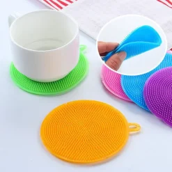 Svampar & Dukar-Silikonsvamp, antibakteriell, repfri diskborste, skrubbsvamp, grytunderlägg, mångsidiga svampar för rengöring av grönsaker, kök