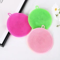 Svampar & Dukar-Silikonsvamp, antibakteriell, repfri diskborste, skrubbsvamp, grytunderlägg, mångsidiga svampar för rengöring av grönsaker, kök