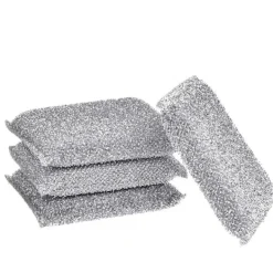 Svampar & Dukar-Silverglans Kudde 4-pack Diskborste Svamp Scourge Lurex Svamp Perfekt för beläggning av kastruller, stekpannor, keramiska spisar