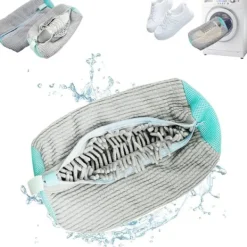 Tvättillbehör-Skotvättpåse i bomull, tvättnät med fluffiga fibrer, tar enkelt bort smuts, anti-deformation 2pc